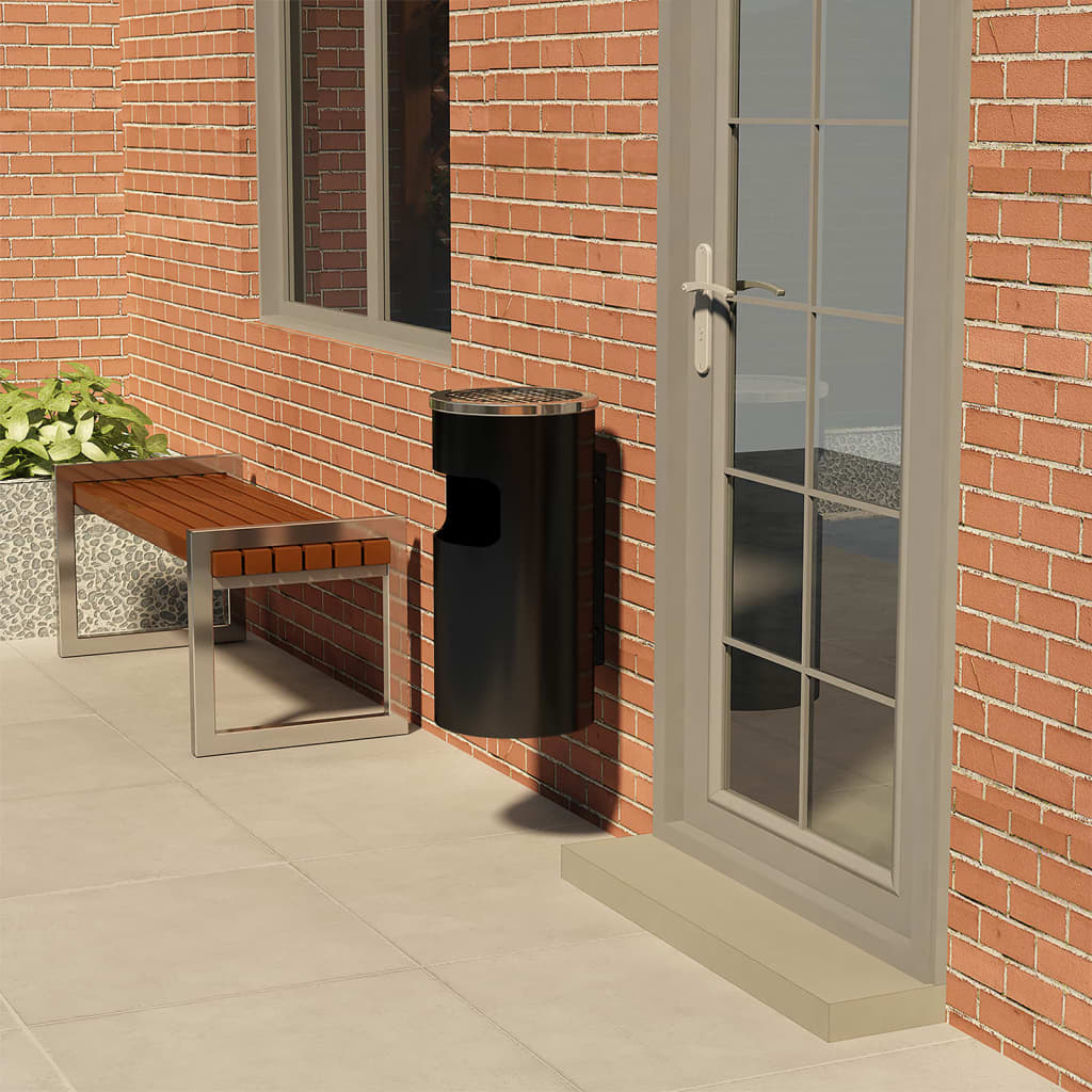 Wandasbak/prullenbak 26 L staal zwart is nu te koop bij PeponiXL, paradijselijk wonen!