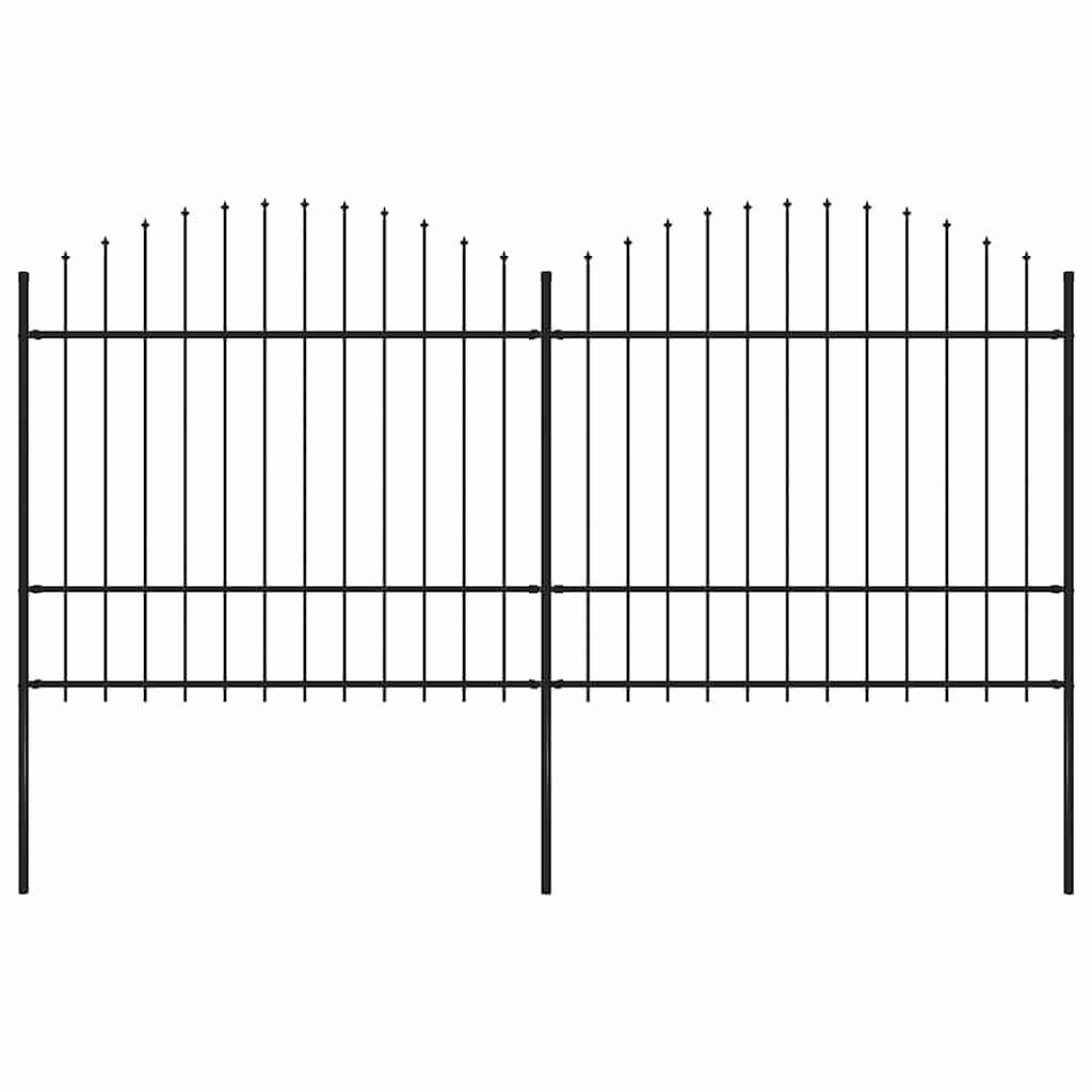 Tuinhek met speerpunt staal 359x175 cm zwart is nu te koop bij PeponiXL, paradijselijk wonen!