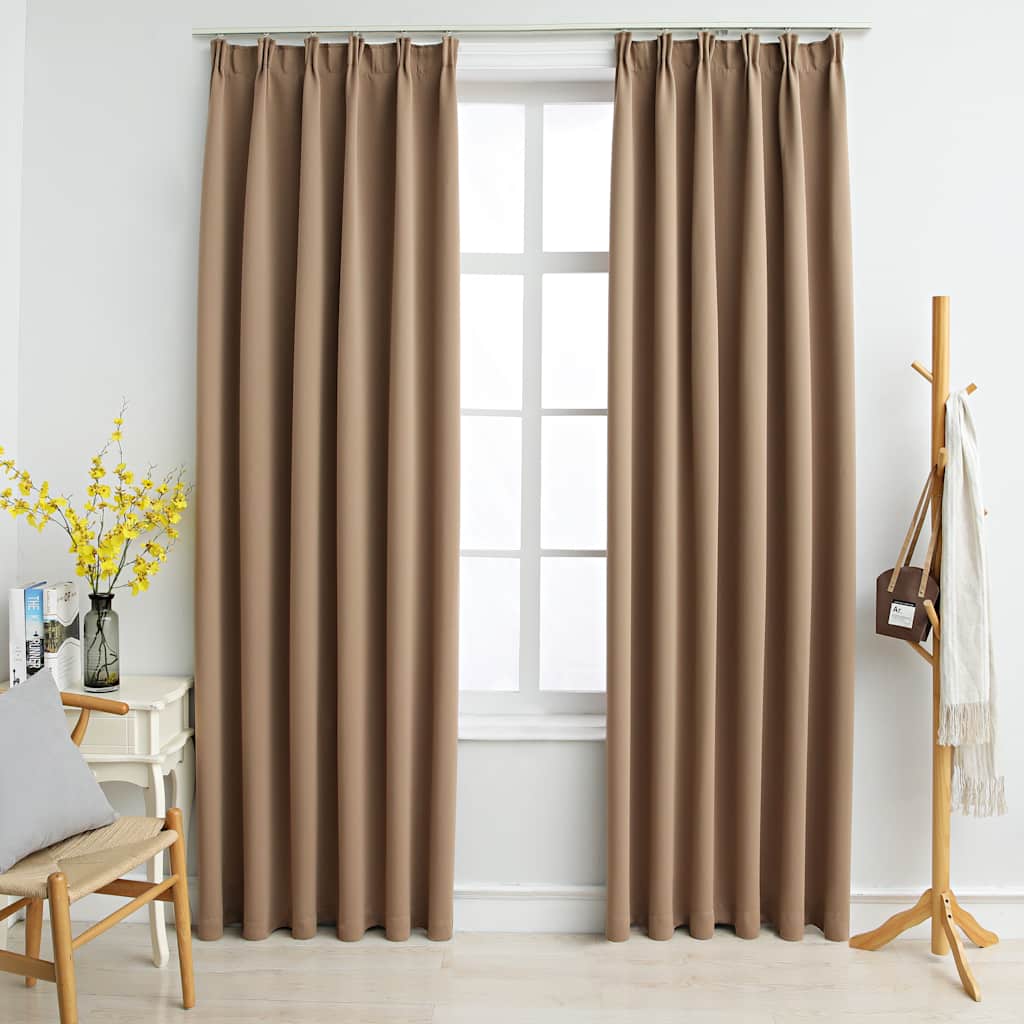 Gordijnen verduisterend met haken 2 st 140x245 cm taupe is nu te koop bij PeponiXL, paradijselijk wonen!
