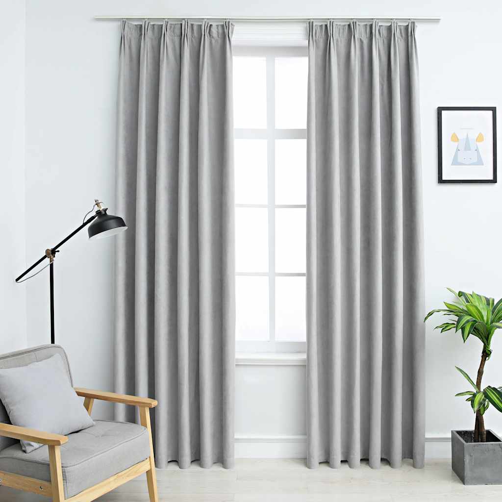 Gordijnen verduisterend met haken 2 st 140x245 cm grijs is nu te koop bij PeponiXL, paradijselijk wonen!
