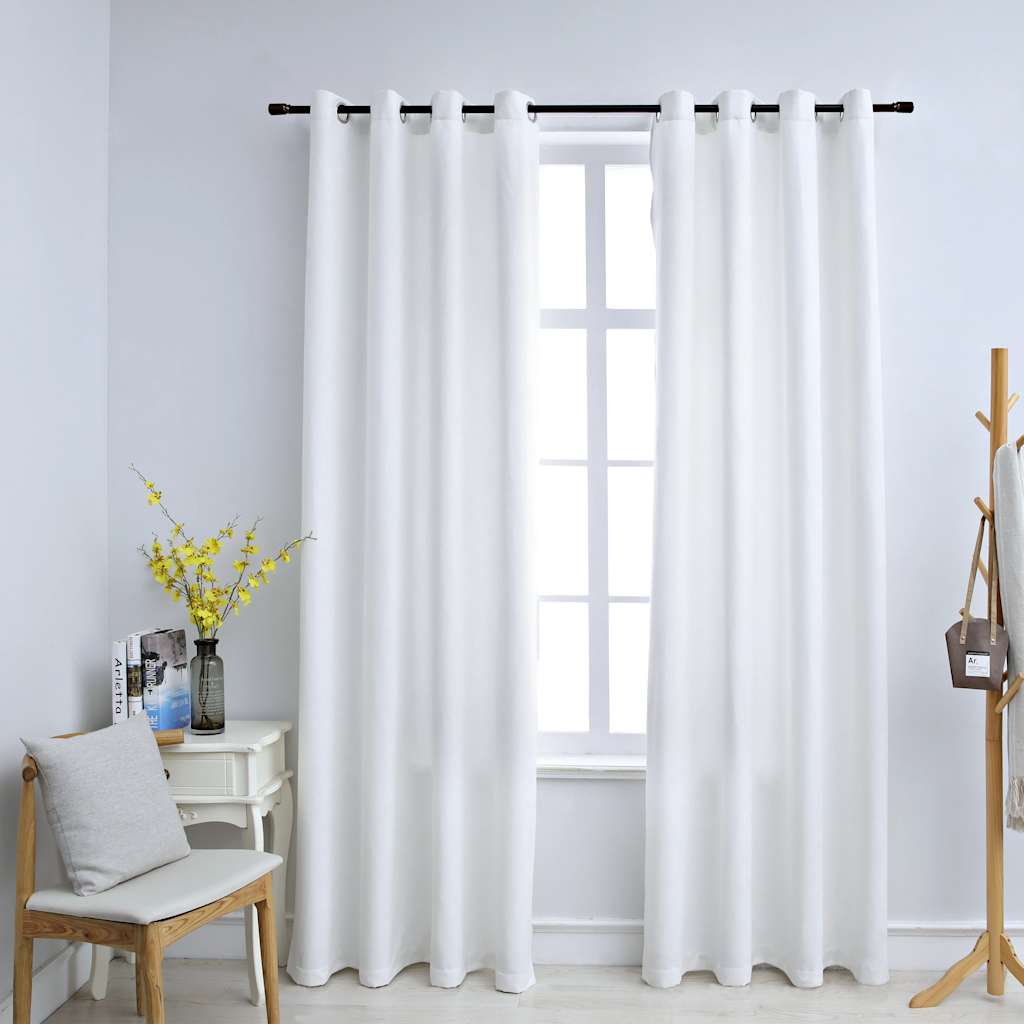Gordijnen verduisterend met ringen 2 st 140x245 cm gebroken wit is nu te koop bij PeponiXL, paradijselijk wonen!