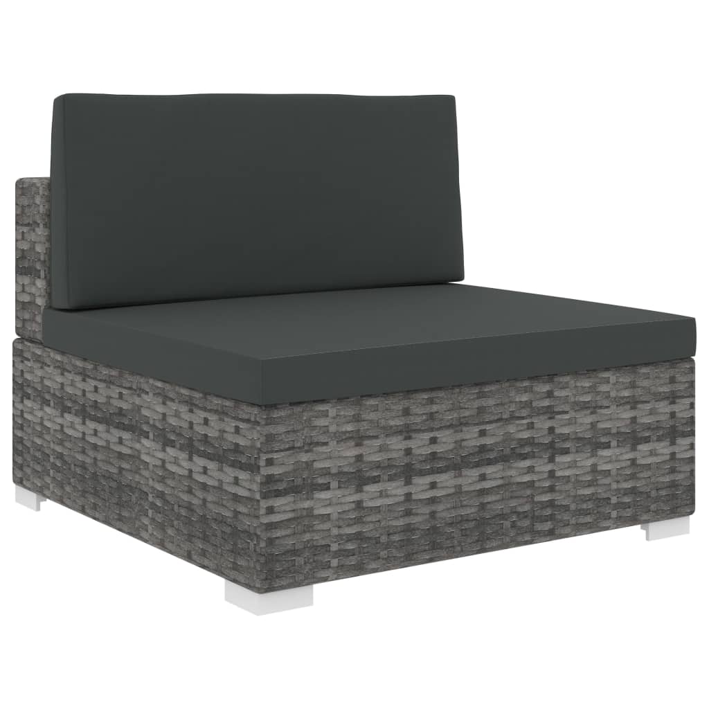 Middenbank 1 st met kussens poly rattan grijs is nu te koop bij PeponiXL, paradijselijk wonen!