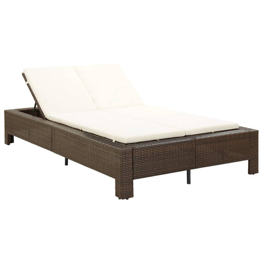 Ligbed met kussen 2-persoons poly rattan bruin is nu te koop bij PeponiXL, paradijselijk wonen!
