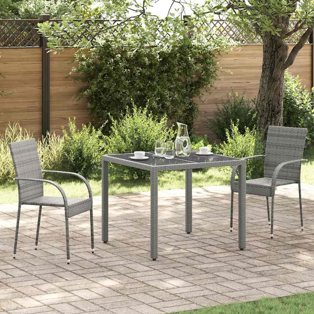 Tuinstoelen stapelbaar 2 st poly rattan grijs is nu te koop bij PeponiXL, paradijselijk wonen!