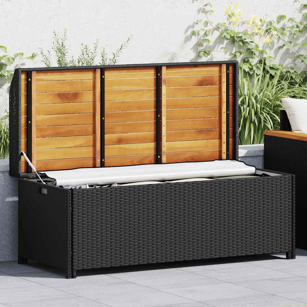 Tuinopbergbank 120 cm poly rattan zwart is nu te koop bij PeponiXL, paradijselijk wonen!