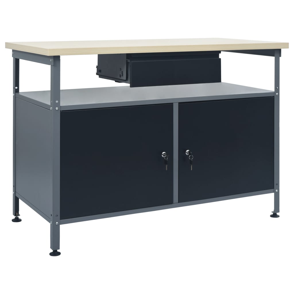 Werkbank 120x60x85 cm staal zwart is nu te koop bij PeponiXL, paradijselijk wonen!