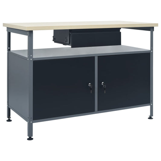 Werkbank 120x60x85 cm staal zwart is nu te koop bij PeponiXL, paradijselijk wonen!