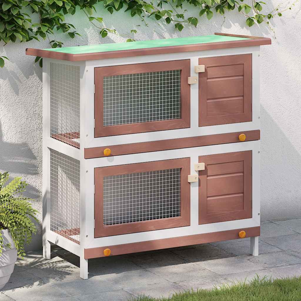 Konijnenhok voor buiten met 4 deuren hout bruin is nu te koop bij PeponiXL, paradijselijk wonen!