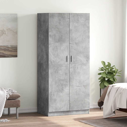 Kledingkast 80x52x180 cm bewerkt hout betongrijs is nu te koop bij PeponiXL, paradijselijk wonen!