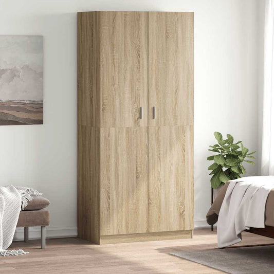 Kledingkast 90x52x200 cm bewerkt hout sonoma eikenkleurig is nu te koop bij PeponiXL, paradijselijk wonen!