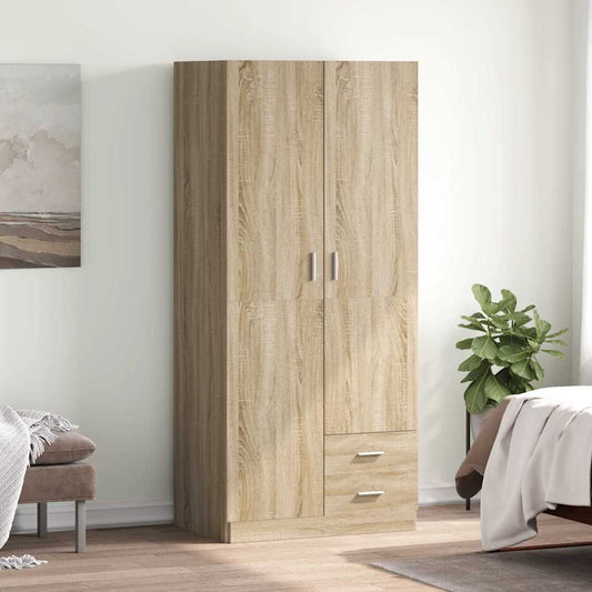 Kledingkast 80x52x180 cm bewerkt hout sonoma eikenkleurig is nu te koop bij PeponiXL, paradijselijk wonen!