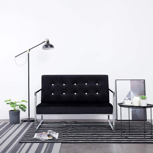 2-zitsbank met armleuningen Zwart Chroom en Fluweel is nu te koop bij PeponiXL, paradijselijk wonen!