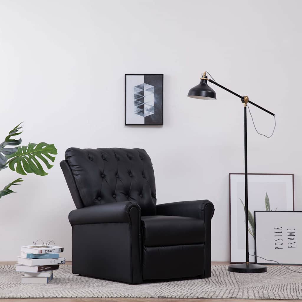 Ligstoel Zwart Kunstleer is nu te koop bij PeponiXL, paradijselijk wonen!