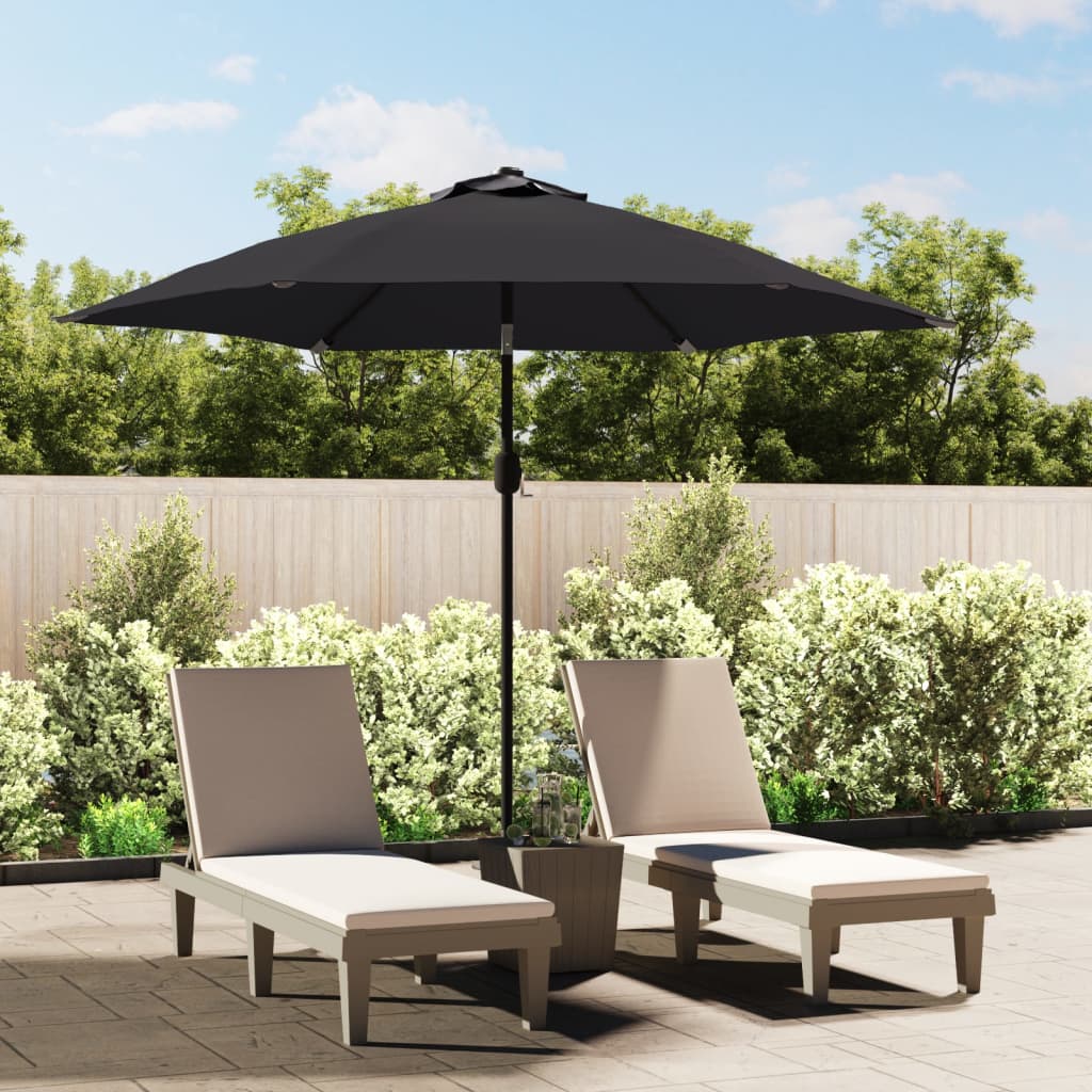Parasol met LED-verlichting en stalen paal 300 cm zwart is nu te koop bij PeponiXL, paradijselijk wonen!
