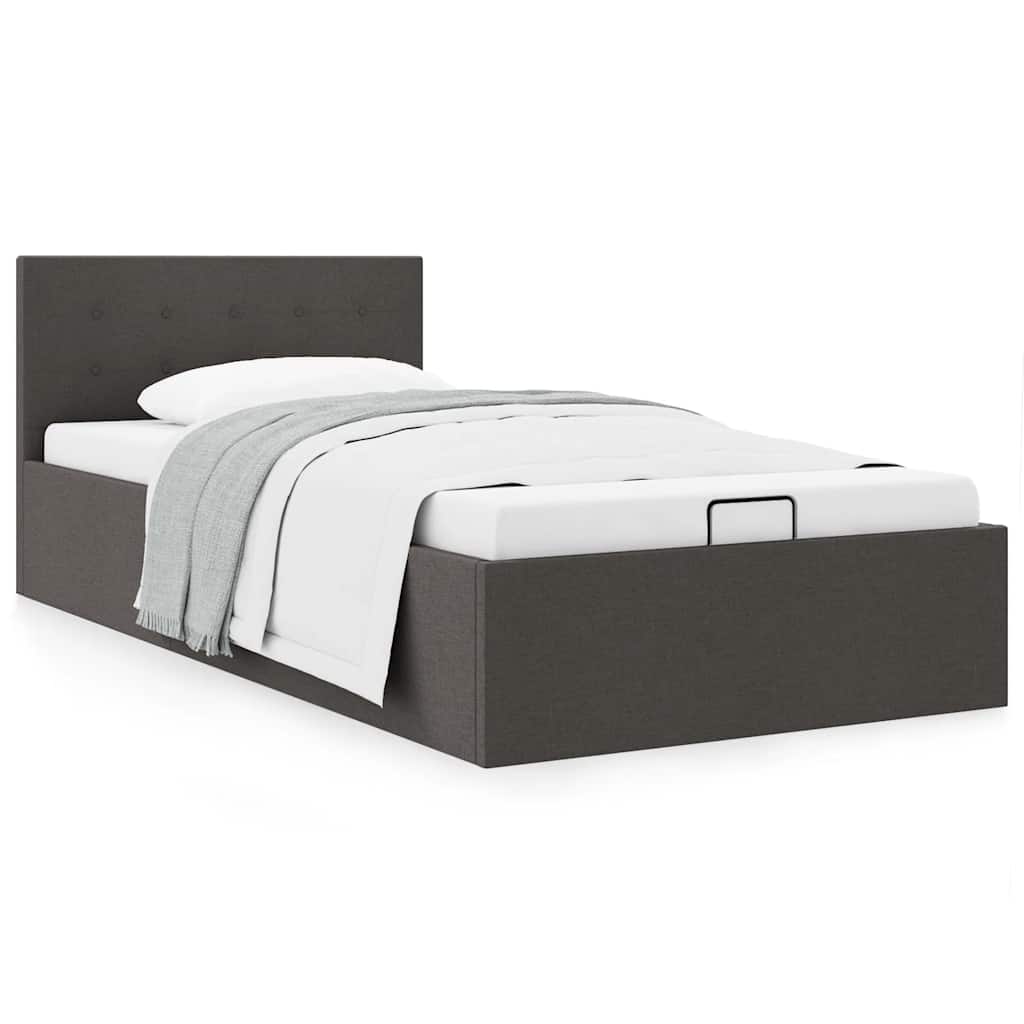 Bedframe met hydraulische opslag stof donkergrijs 90x200 cm is nu te koop bij PeponiXL, paradijselijk wonen!