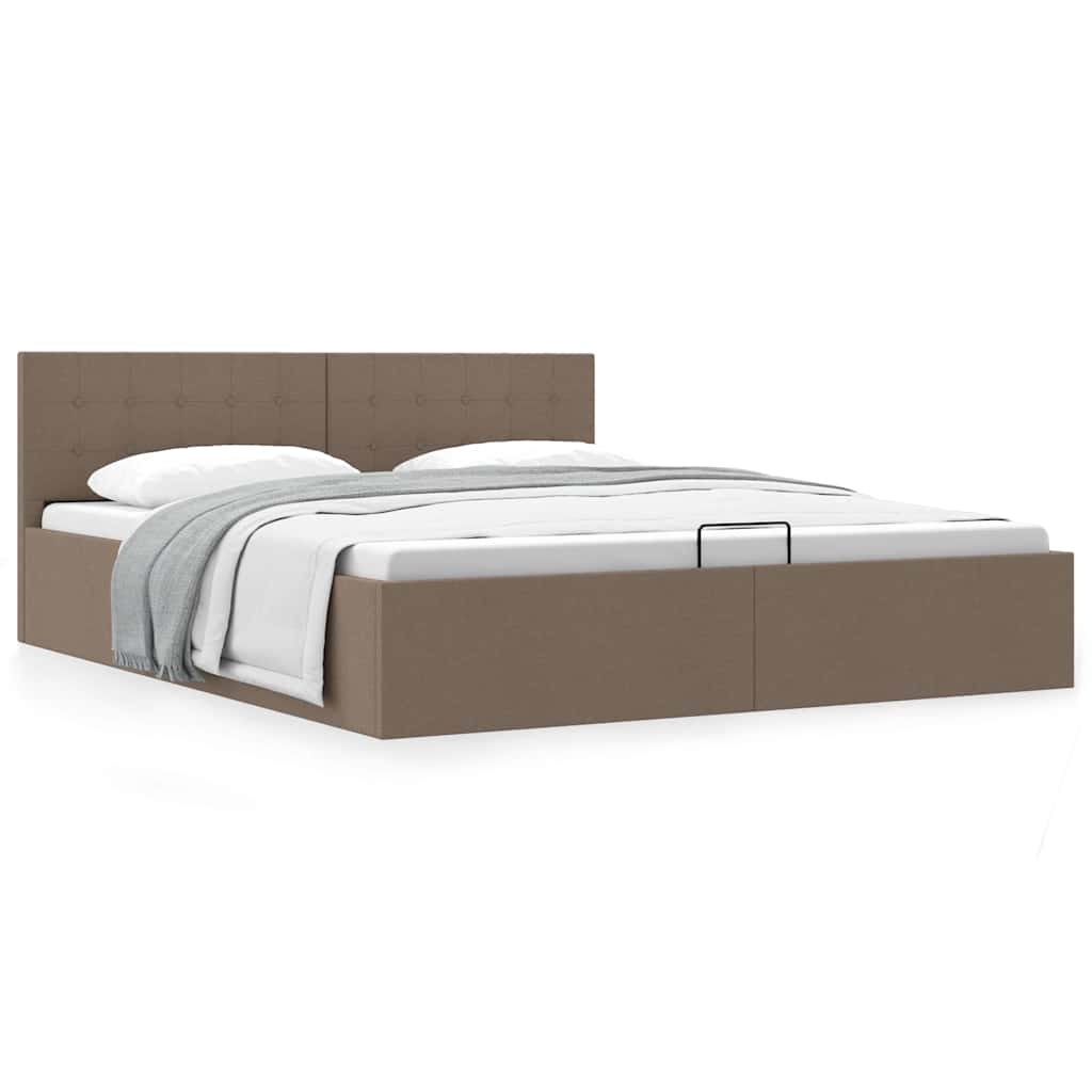 Bedframe met hydraulische opslag stof taupe 180x200 cm is nu te koop bij PeponiXL, paradijselijk wonen!