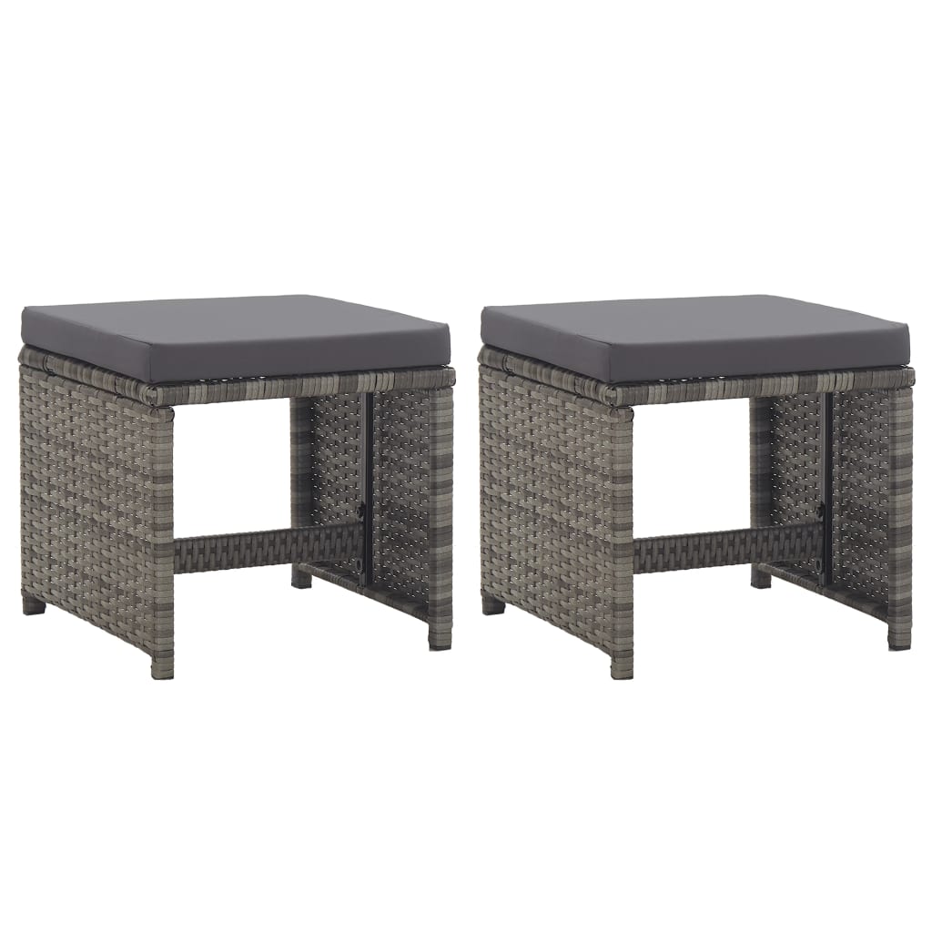 Tuinkrukken 2 st met kussens poly rattan antraciet is nu te koop bij PeponiXL, paradijselijk wonen!