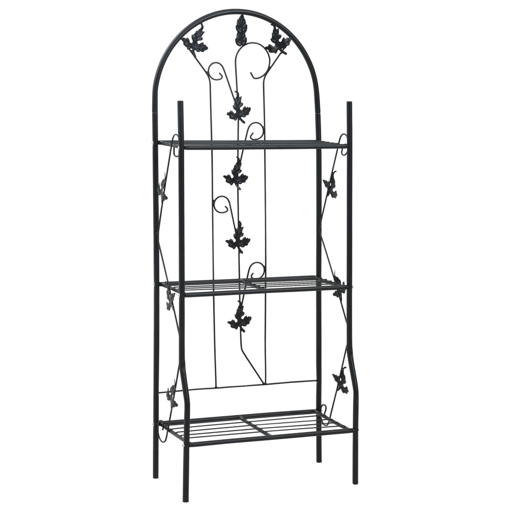 Plantenrek 3-laags 52x28x128 cm ijzer zwart is nu te koop bij PeponiXL, paradijselijk wonen!