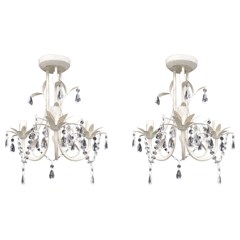 Kroonluchters kristal 2 st elegant wit is nu te koop bij PeponiXL, paradijselijk wonen!