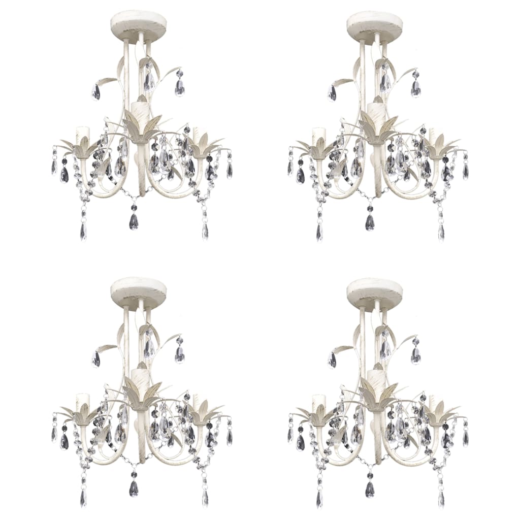 Kroonluchters kristal 4 st elegant wit is nu te koop bij PeponiXL, paradijselijk wonen!
