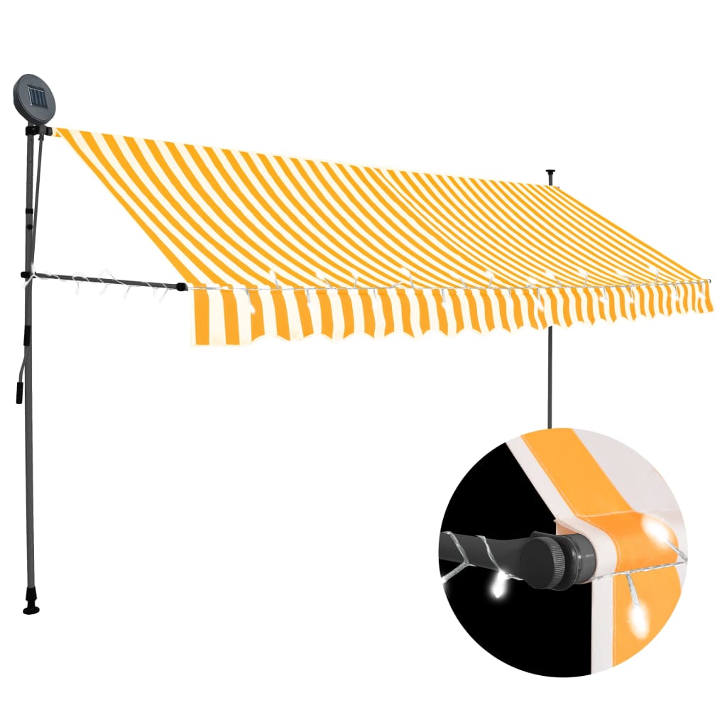 Luifel handmatig uitschuifbaar met LED 400 cm wit en oranje is nu te koop bij PeponiXL, paradijselijk wonen!