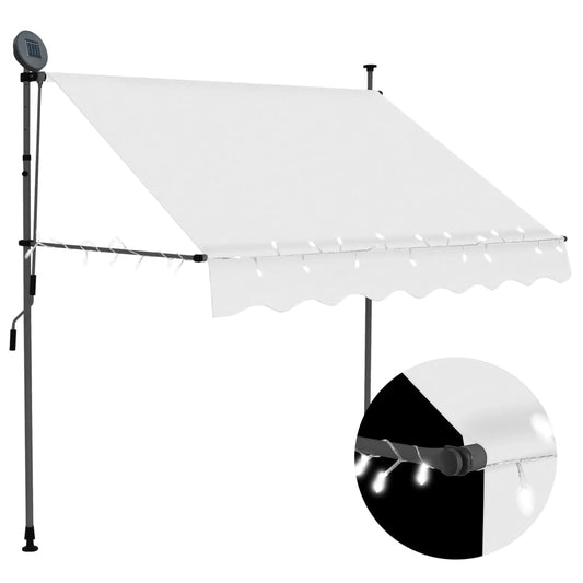Luifel handmatig uitschuifbaar met LED 150 cm crèmekleurig is nu te koop bij PeponiXL, paradijselijk wonen!
