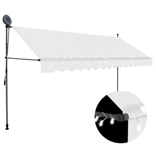 Luifel handmatig uitschuifbaar met LED 400 cm crèmekleurig is nu te koop bij PeponiXL, paradijselijk wonen!