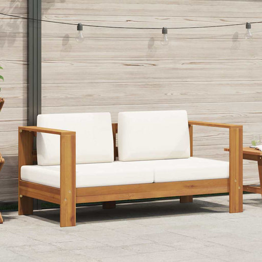 Tuinbank met kussen 140 cm massief acaciahout crèmewit is nu te koop bij PeponiXL, paradijselijk wonen!