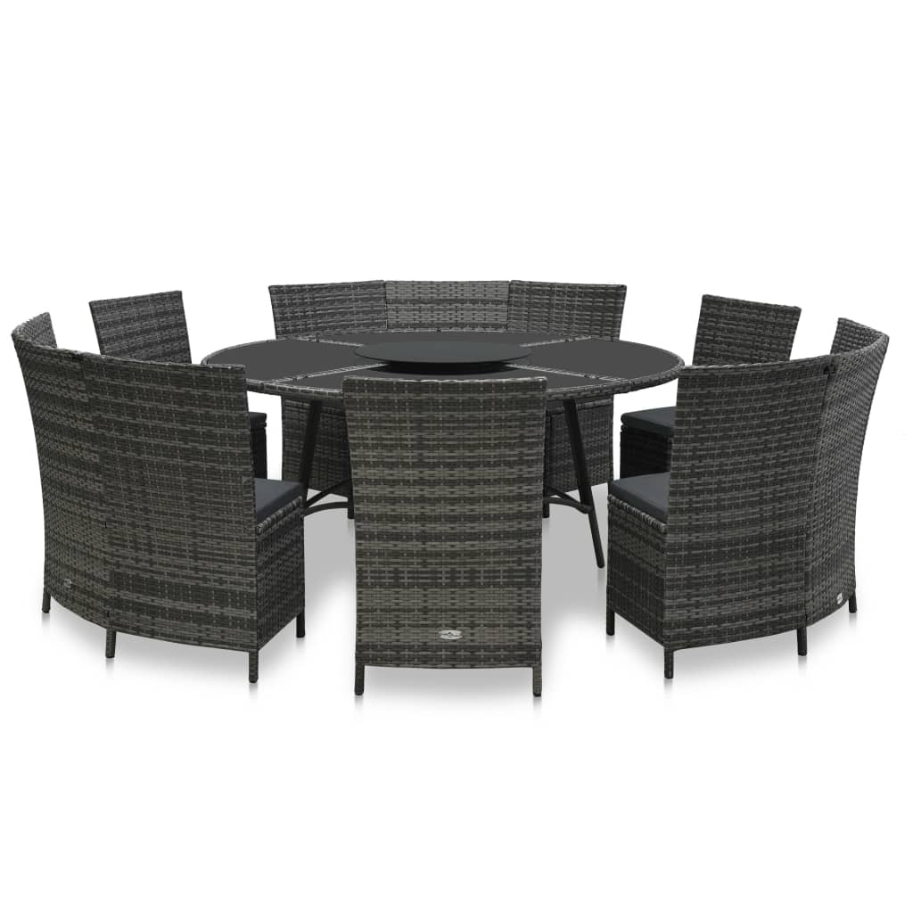 7-delige Tuinset met kussens poly rattan grijs is nu te koop bij PeponiXL, paradijselijk wonen!