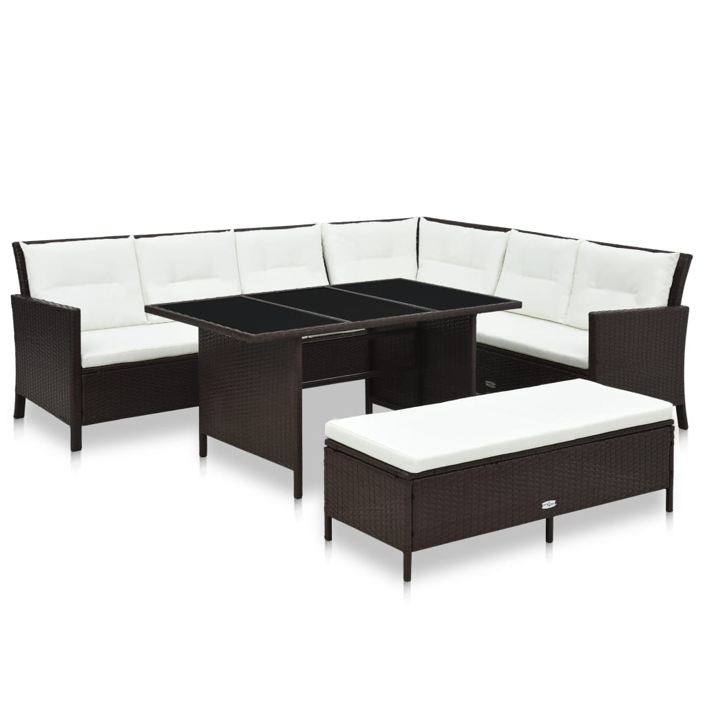 3-delige Loungeset met kussens poly rattan bruin is nu te koop bij PeponiXL, paradijselijk wonen!