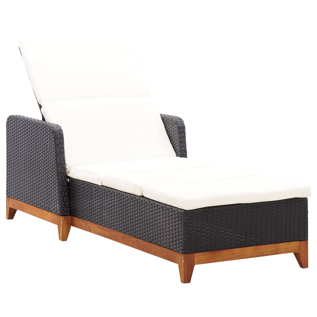 Ligbed poly rattan en massief acaciahout zwart is nu te koop bij PeponiXL, paradijselijk wonen!