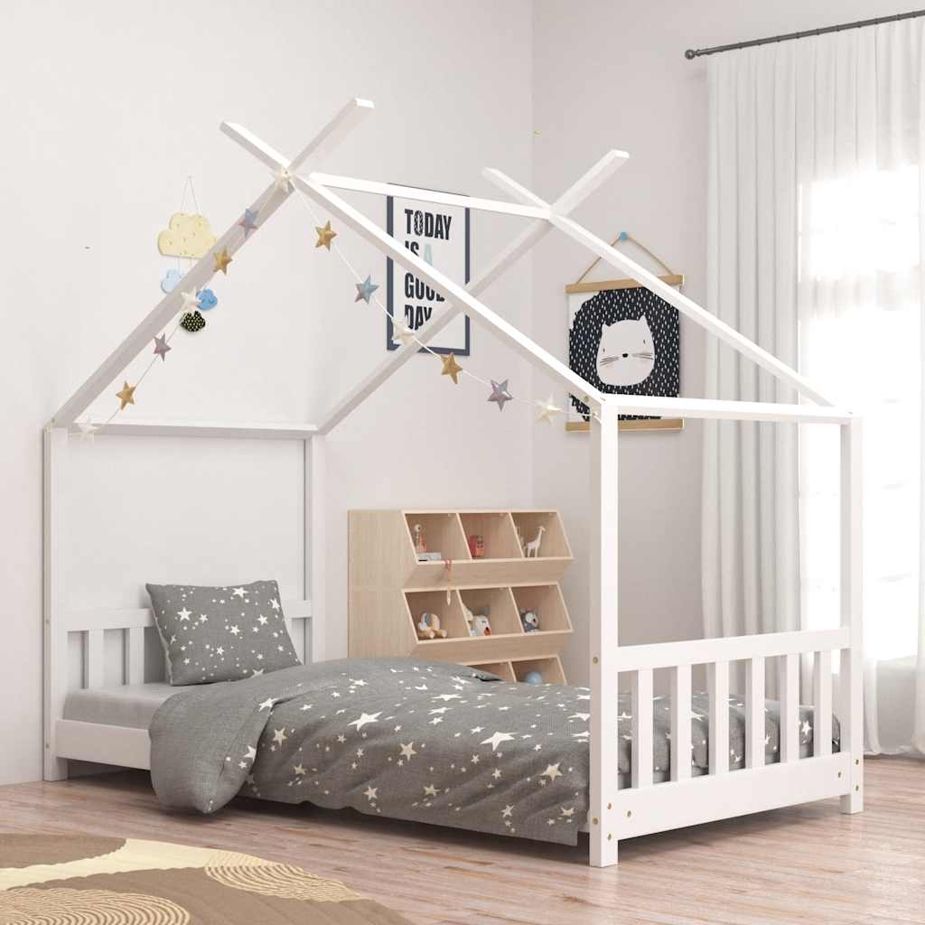 Kinderbedframe massief grenenhout wit 80x160 cm is nu te koop bij PeponiXL, paradijselijk wonen!