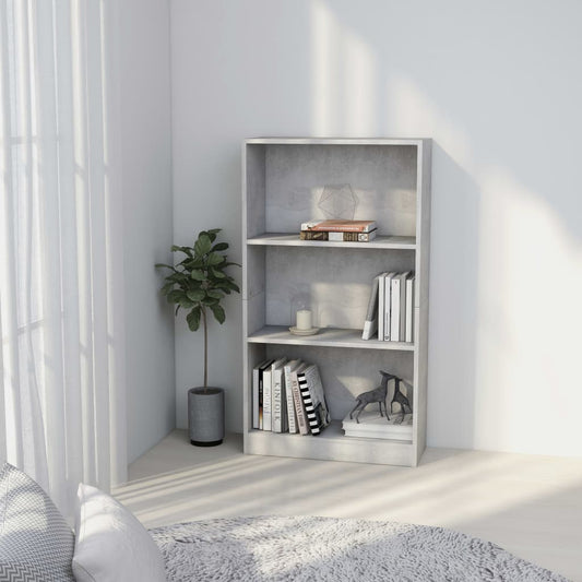 Boekenkast met 3 schappen 60x24x109 cm bewerkt hout betongrijs is nu te koop bij PeponiXL, paradijselijk wonen!