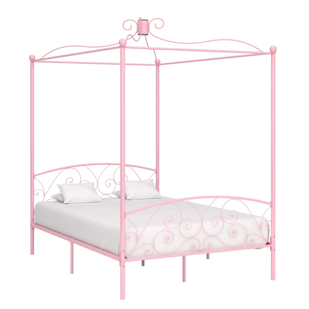 Hemelbedframe metaal roze 140x200 cm is nu te koop bij PeponiXL, paradijselijk wonen!