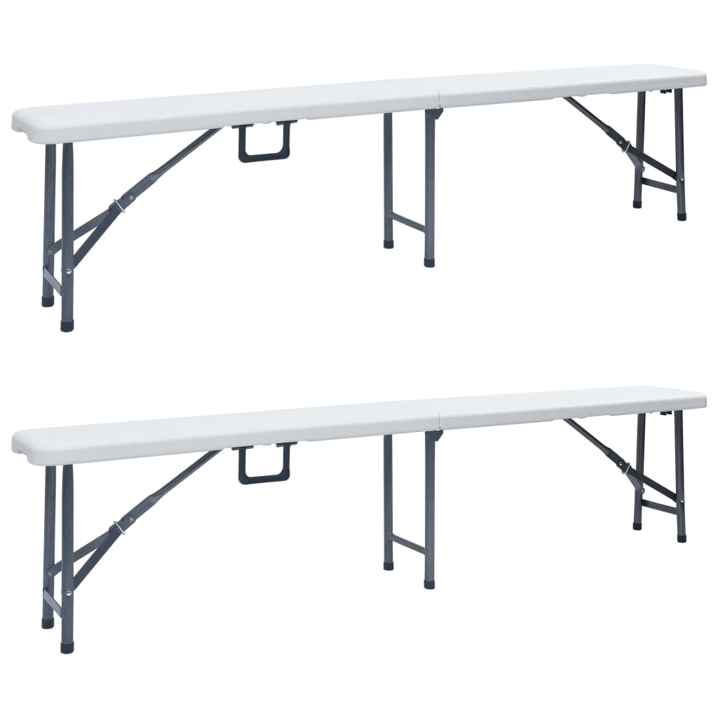 Tuinbanken inklapbaar 2 st 180 cm HDPE wit is nu te koop bij PeponiXL, paradijselijk wonen!