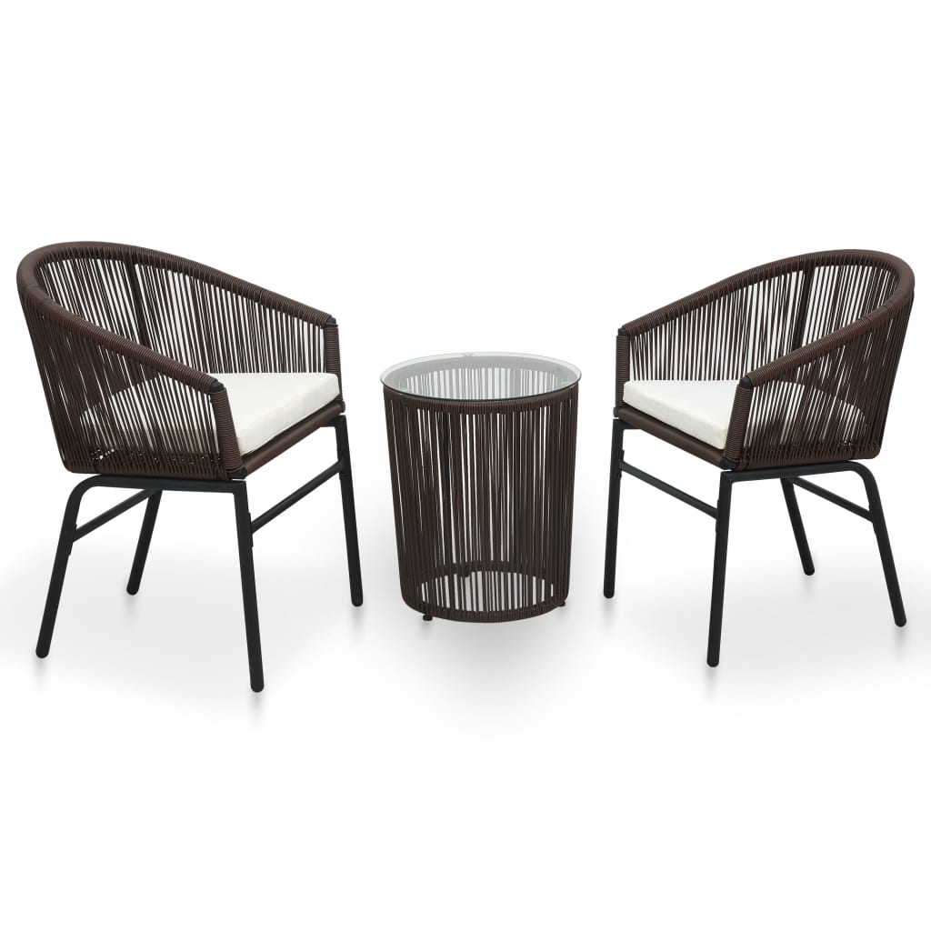 3-delige Bistroset met kussens PE-rattan bruin is nu te koop bij PeponiXL, paradijselijk wonen!