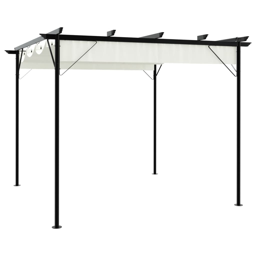 Pergola met uitschuifbaar dak 3x3 m staal crémewit is nu te koop bij PeponiXL, paradijselijk wonen!
