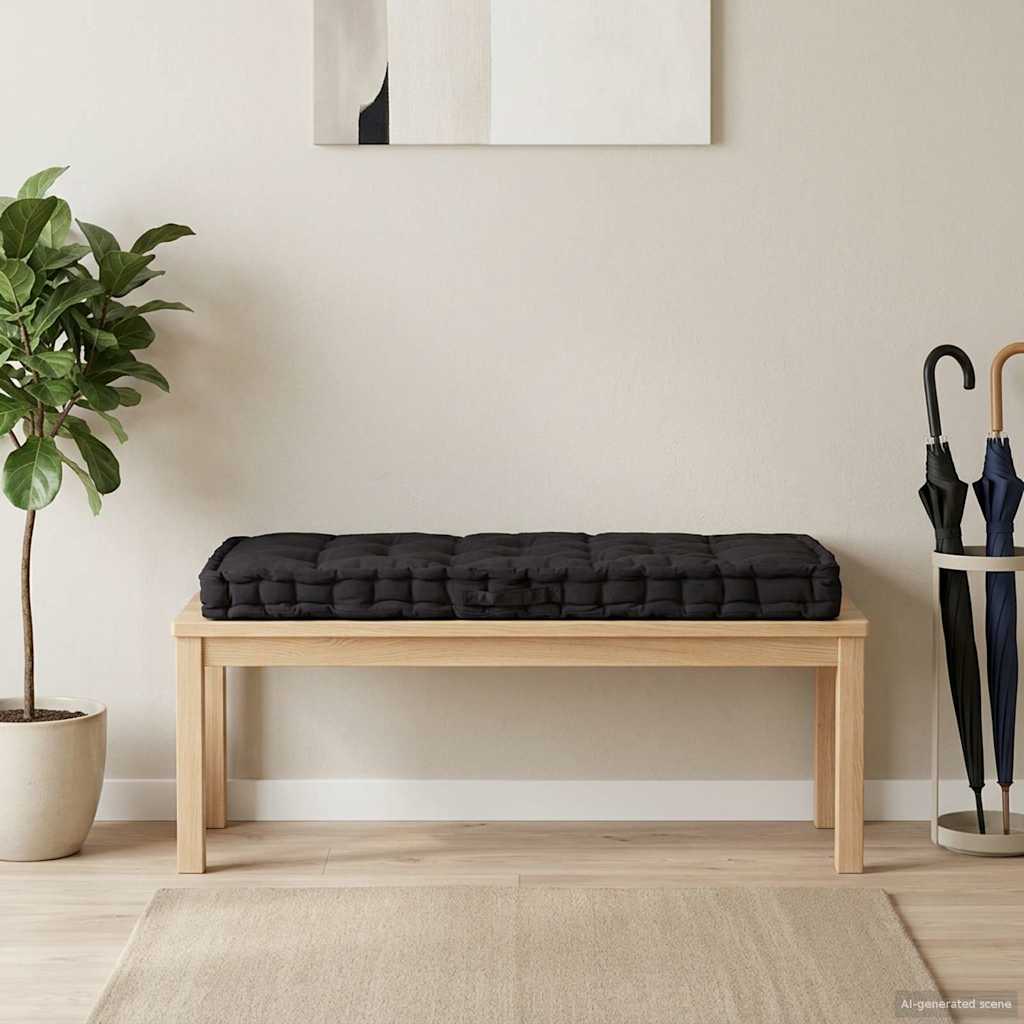 Palletvloerkussen 120x80x10 cm katoen zwart is nu te koop bij PeponiXL, paradijselijk wonen!