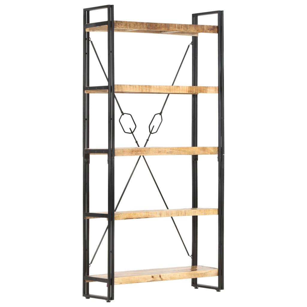Boekenkast met 5 schappen 90x30x180 cm massief mangohout is nu te koop bij PeponiXL, paradijselijk wonen!