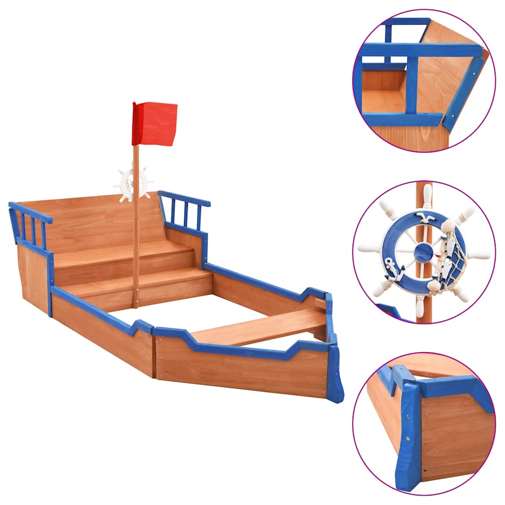 Zandbak piratenschip 190x94,5x101 cm vurenhout is nu te koop bij PeponiXL, paradijselijk wonen!