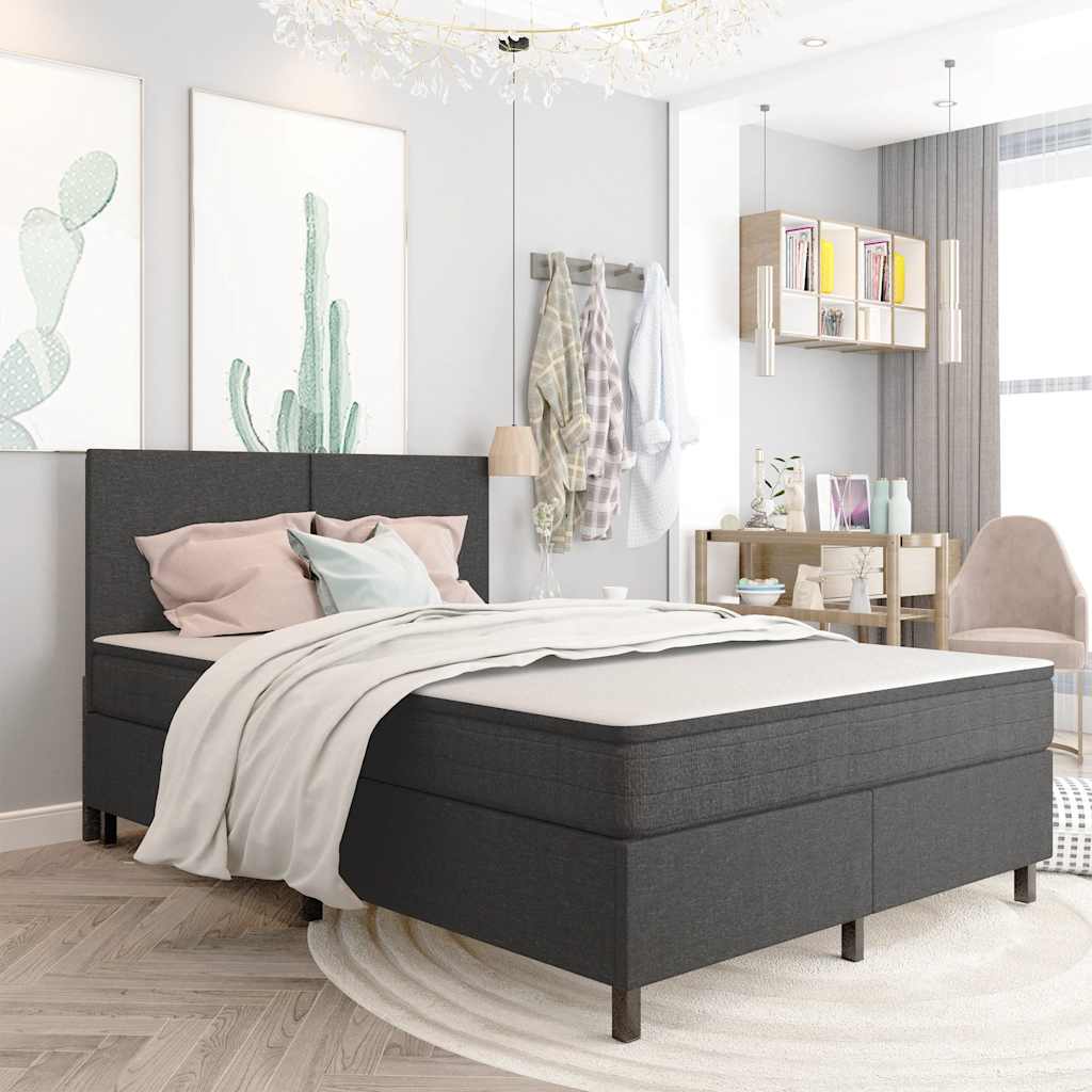 Boxspringframe stof grijs 140x200 cm is nu te koop bij PeponiXL, paradijselijk wonen!