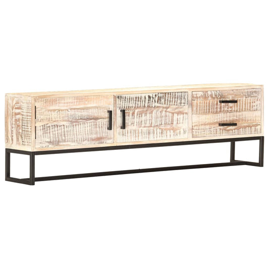 Tv-meubel 140x30x45 cm massief acaciahout wit is nu te koop bij PeponiXL, paradijselijk wonen!