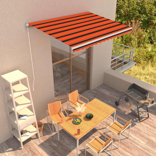 Luifel handmatig uittrekbaar 350x250 cm oranje en bruin is nu te koop bij PeponiXL, paradijselijk wonen!