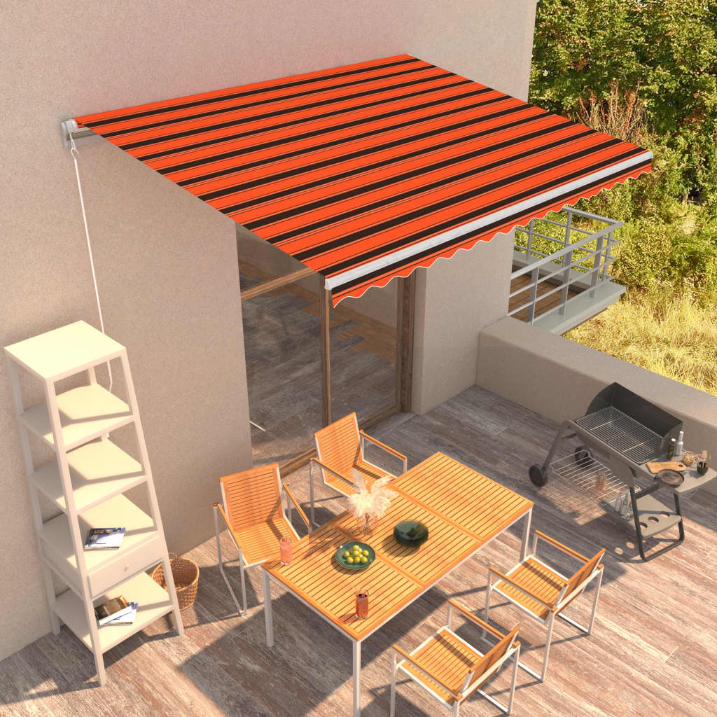 Luifel handmatig uittrekbaar 400x300 cm oranje en bruin is nu te koop bij PeponiXL, paradijselijk wonen!