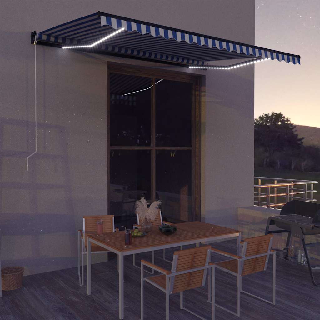Handmatig knikarmscherm met solar LED 5 x 3 m is nu te koop bij PeponiXL, paradijselijk wonen!
