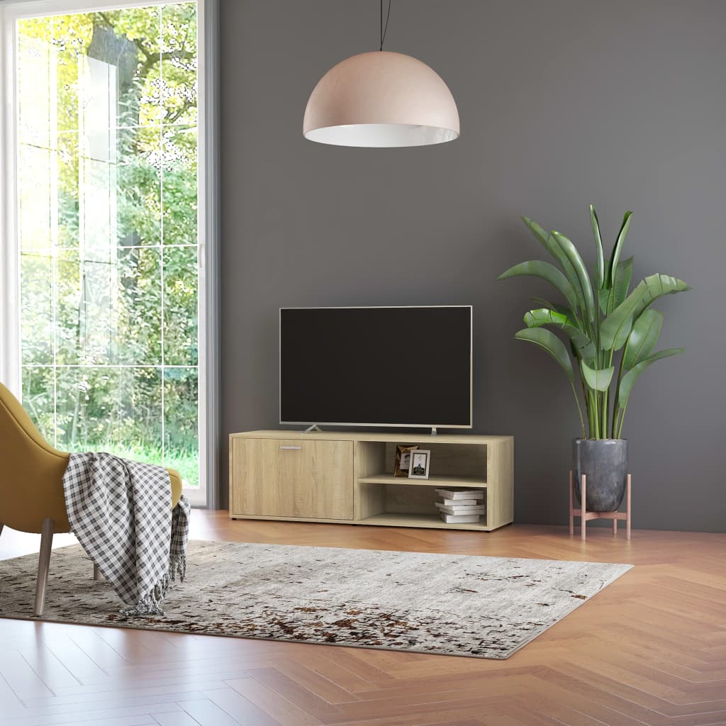 Tv-meubel 120x34x37 cm bewerkt hout sonoma eikenkleurig is nu te koop bij PeponiXL, paradijselijk wonen!