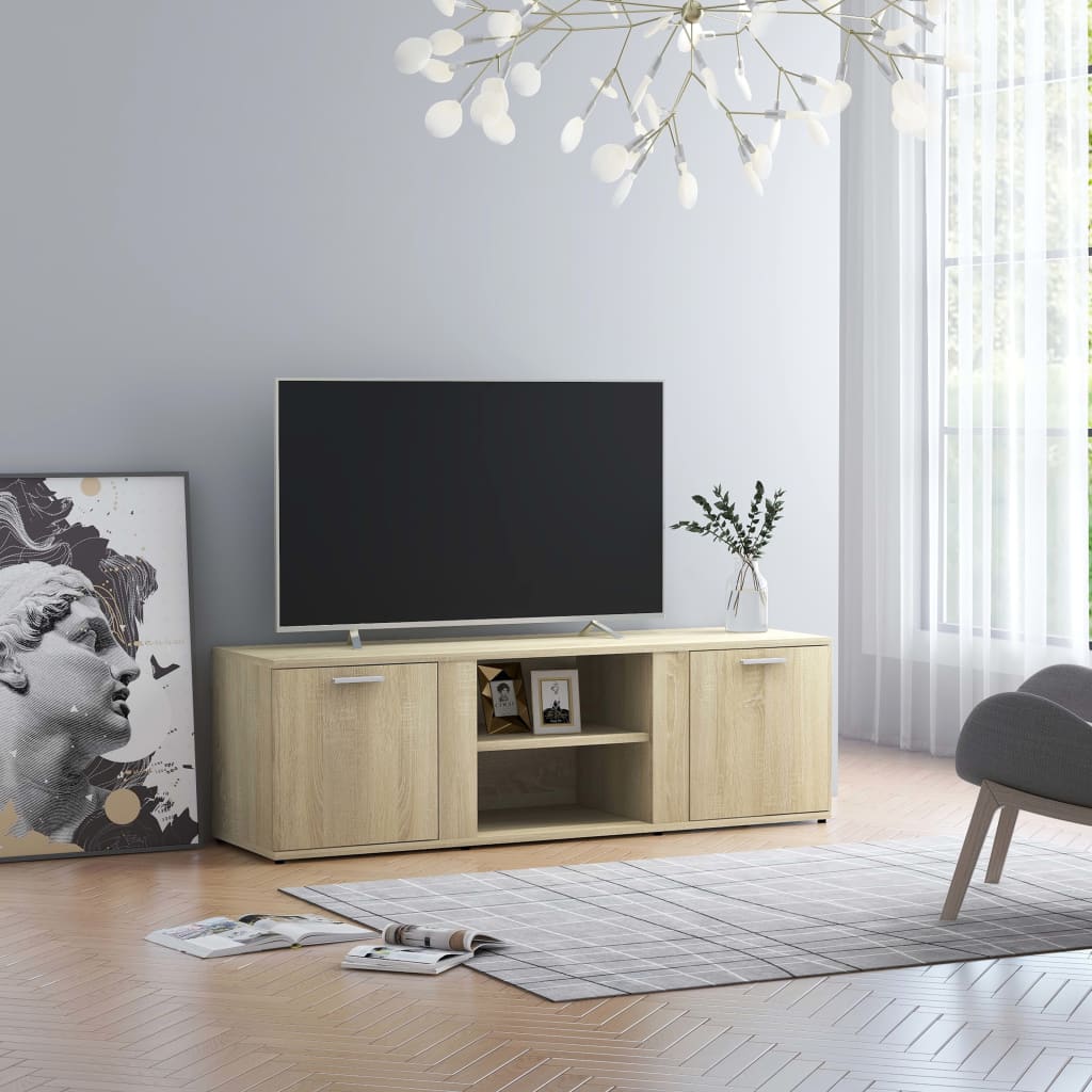 Tv-meubel 120x34x37 cm bewerkt hout sonoma eikenkleurig is nu te koop bij PeponiXL, paradijselijk wonen!