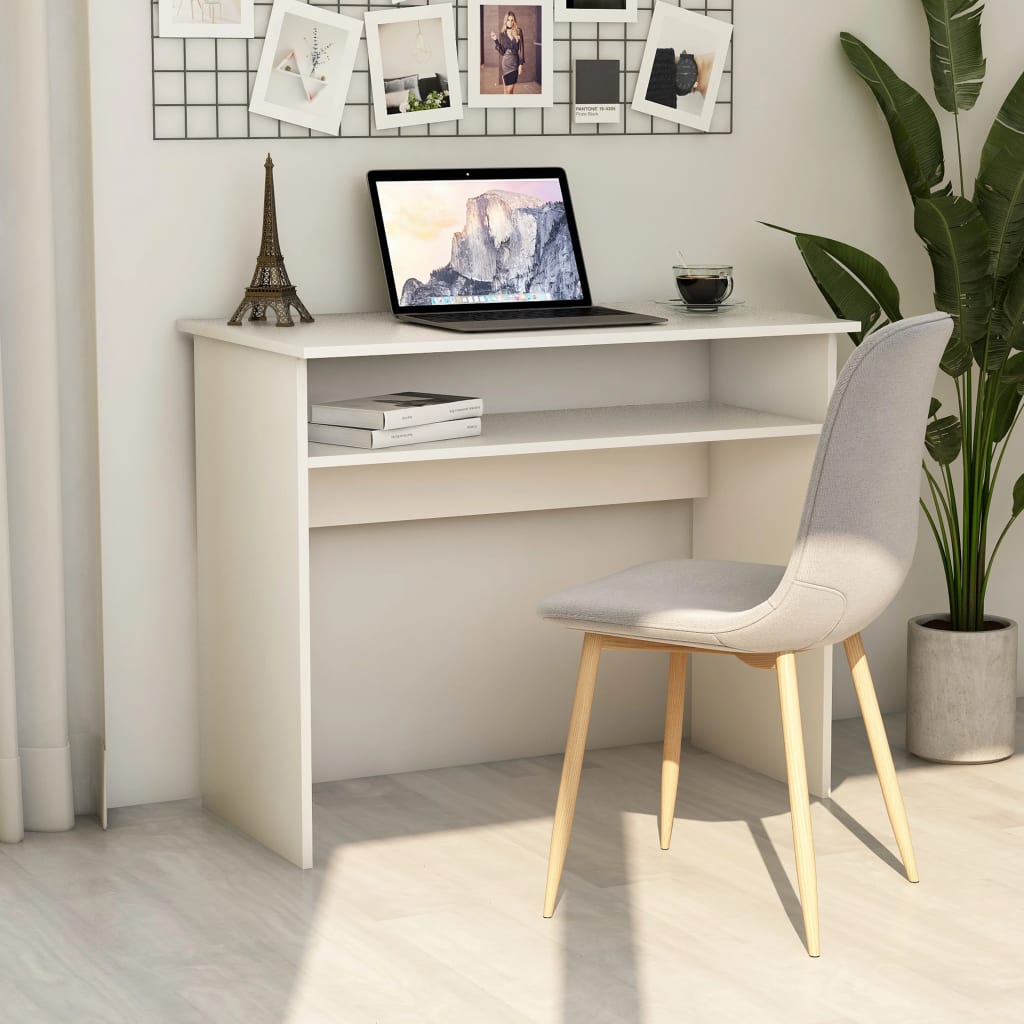 Bureau 90x50x74 cm bewerkt hout wit is nu te koop bij PeponiXL, paradijselijk wonen!