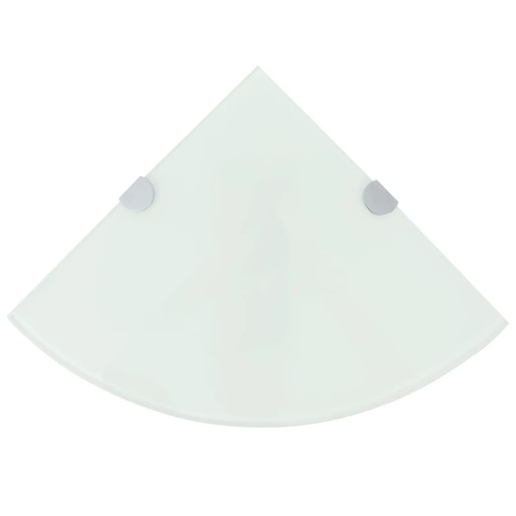 Hoekschappen 2 st met chromen dragers 25x25 cm glas wit is nu te koop bij PeponiXL, paradijselijk wonen!