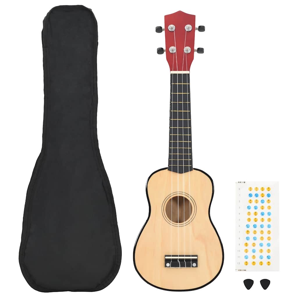 Ukuleleset met tas voor kinderen sopraan 21'' lichthoutkleurig is nu te koop bij PeponiXL, paradijselijk wonen!